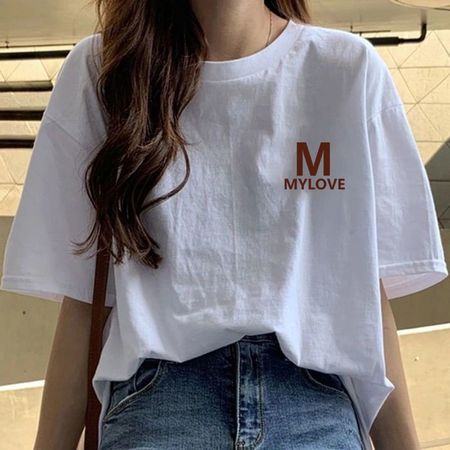 Ice Silk Short-Sleeved T-Shirt For Women With Letters Printed Loose Top